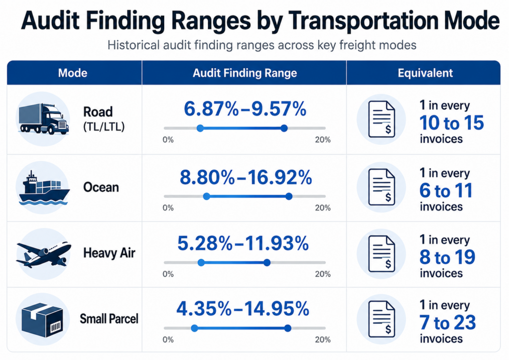 Audit findings by transportation mode